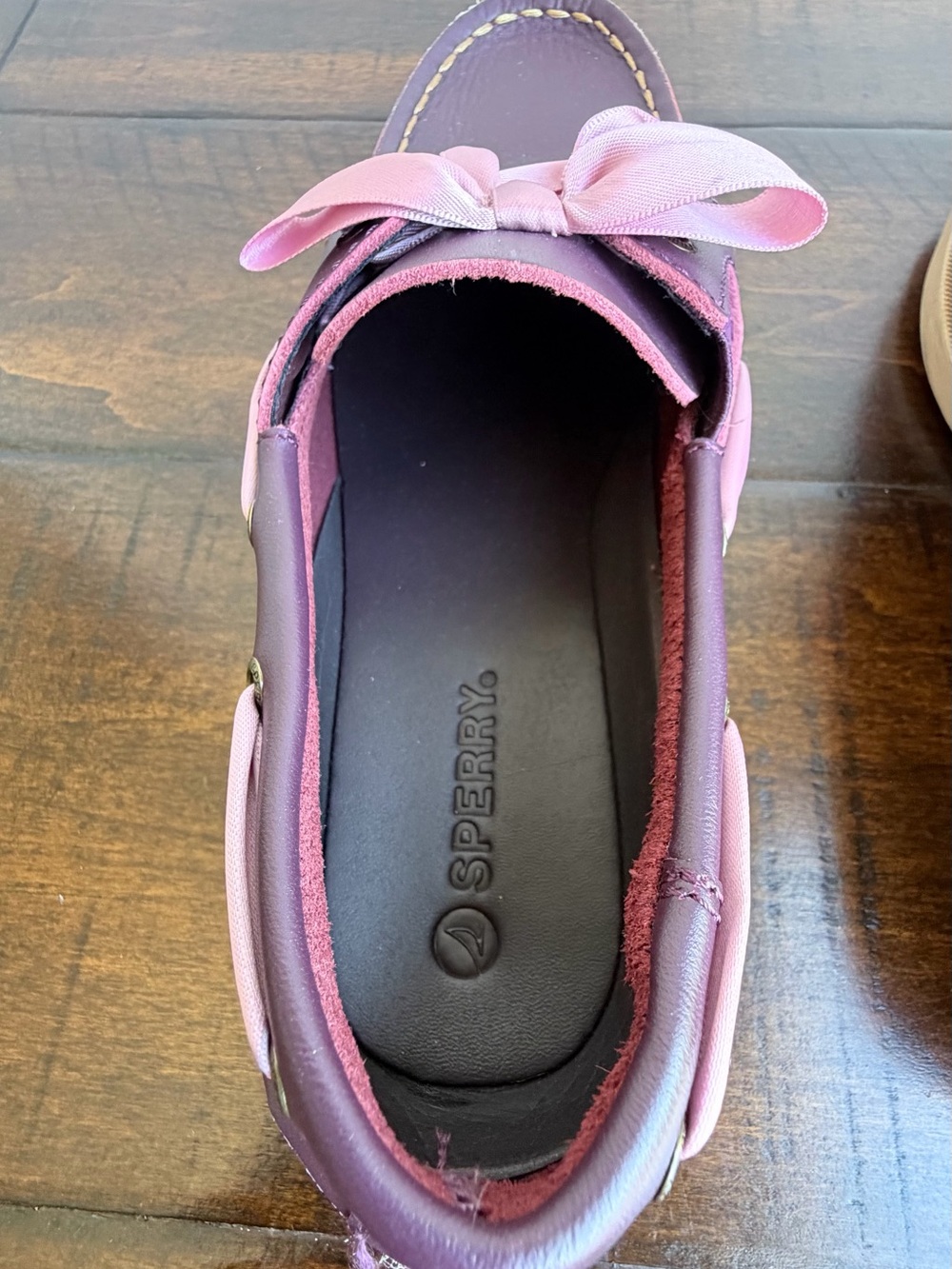 Sperry Kids Authentic Original Boat Shoes Fig Burgundy Pink Ribbon Youth 5M - Picture 4 of 11